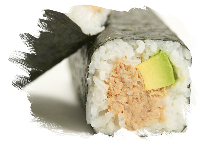 Tuna Roll - Tuna And Avocado Sushi From Sushi Hub, HD Png Download PNG with transparent background