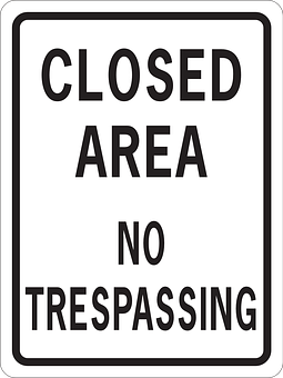Closed Area No Trespassing Sign PNG with transparent background