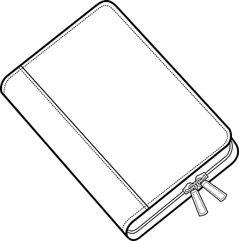 Closed Notebook Blackand White Illustration PNG with transparent background