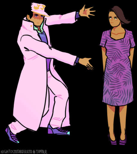 Clothing Woman Purple Pink Standing Violet Dress Joint - Pose De Jojo's Jotaro PNG with transparent background