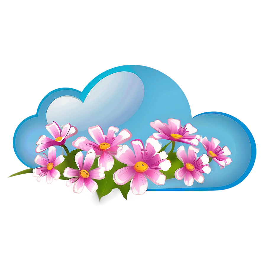 Cloud Cartoon With Flowers Png 50