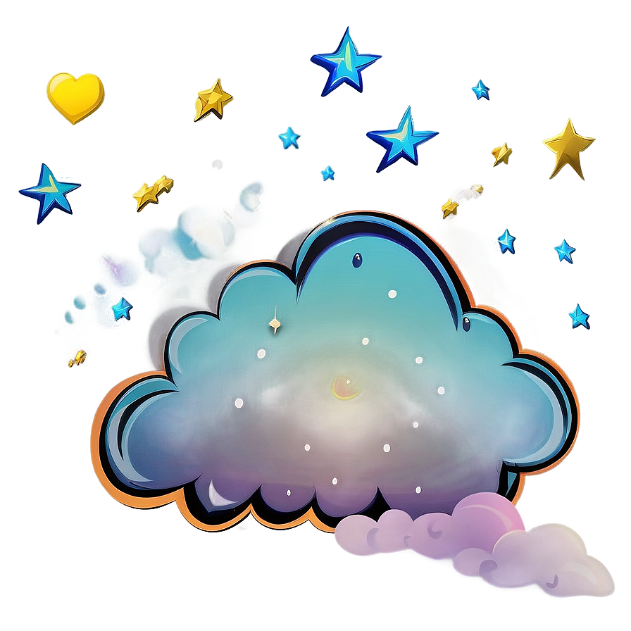 Cloud Cartoon With Stars Png Usn81