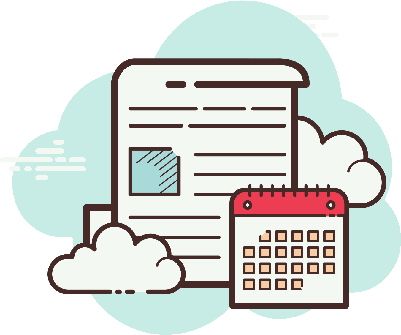 Cloud Document Calendar Illustration