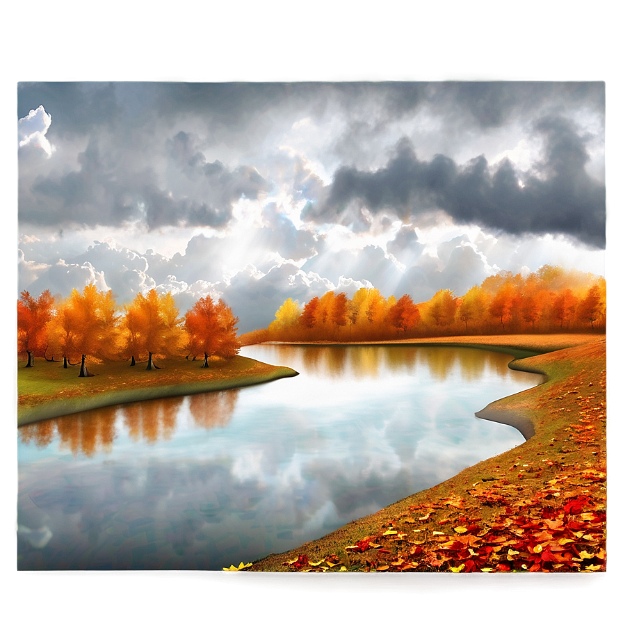 Cloudy Autumn Scene PNG rsj PNG with transparent background