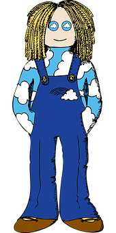 Cloudy Overalls Cartoon Character