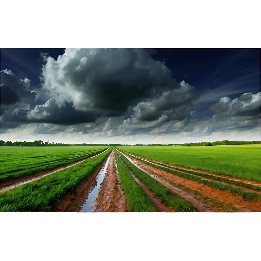 Cloudy Sky Over Fields PNG 75 PNG with transparent background