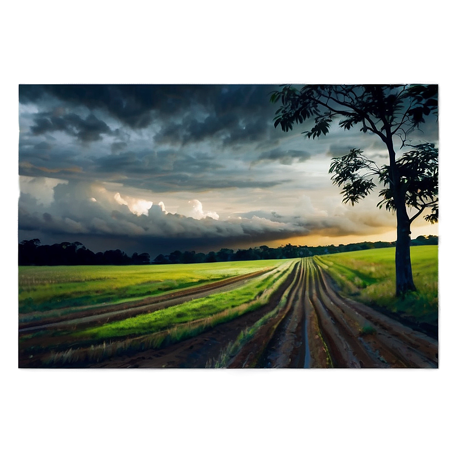 Cloudy Sky Over Fields PNG blt PNG with transparent background