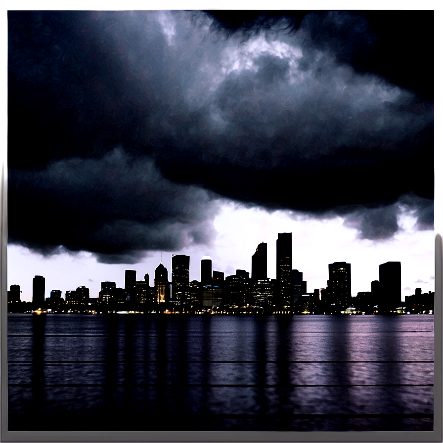 Cloudy Skyline City PNG 99 PNG with transparent background