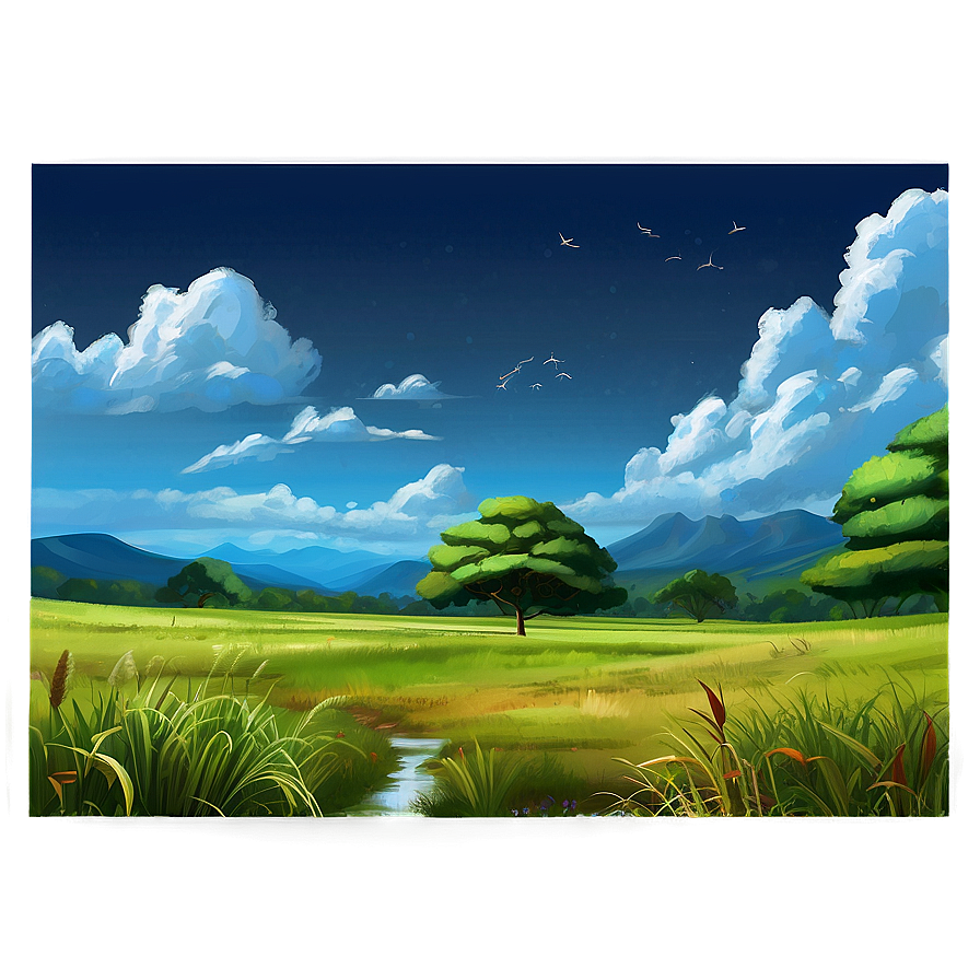 Cloudy Summer Landscape PNG 51 PNG with transparent background