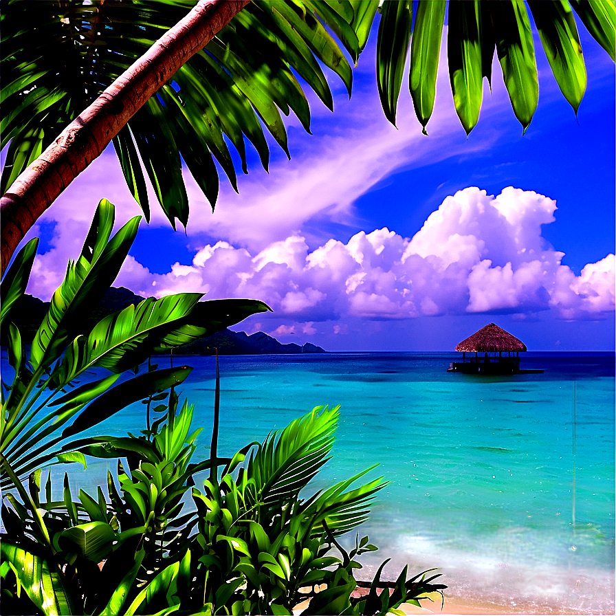 Cloudy Tropical Paradise PNG 06252024 PNG with transparent background