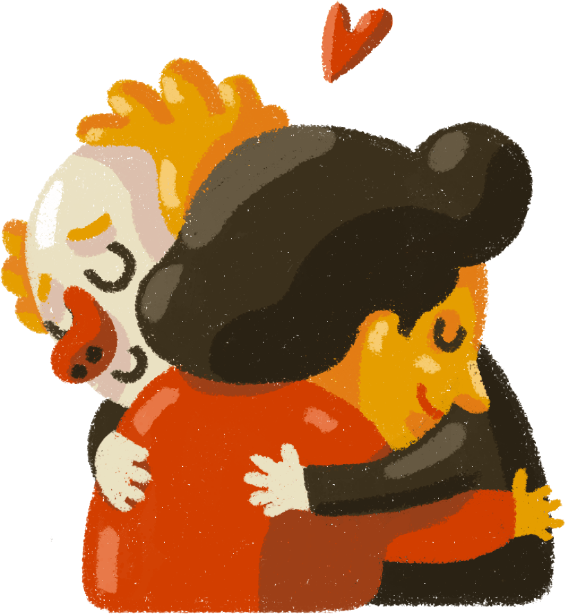 Clownand Friend Embrace Sticker