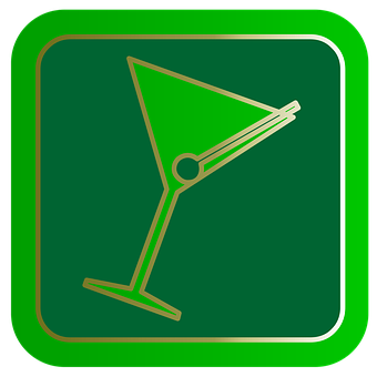 Cocktail Glass Icon Green Background PNG with transparent background