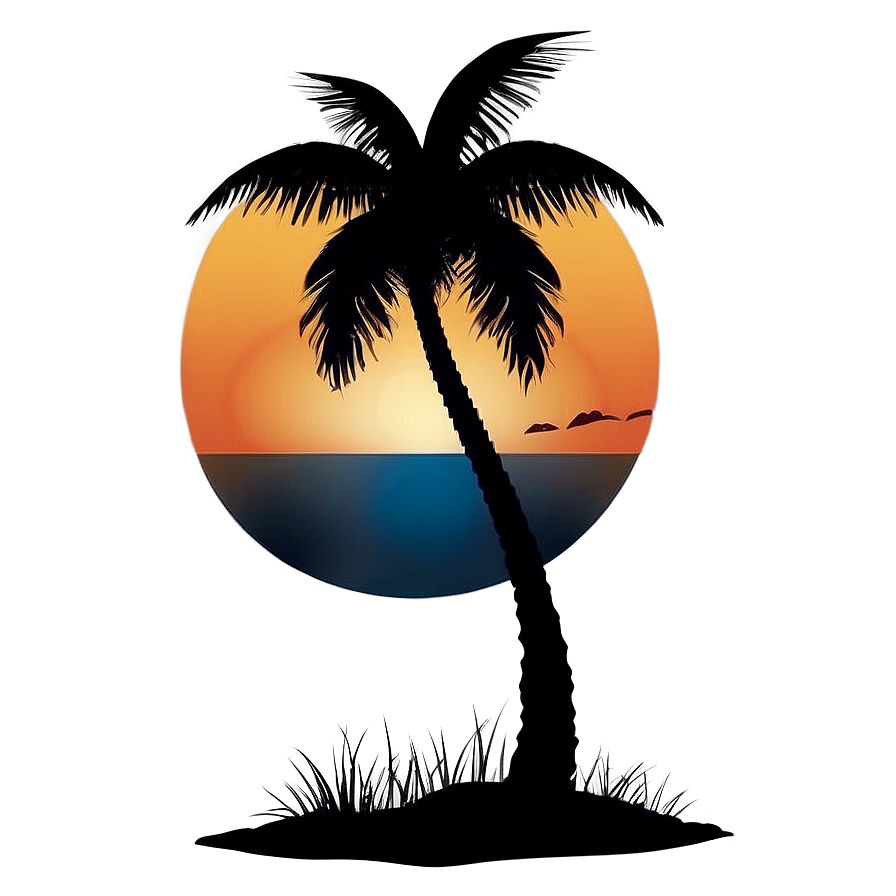 Coconut Tree Sunset Silhouette PNG gik PNG image with a transparent background, free high-resolution download