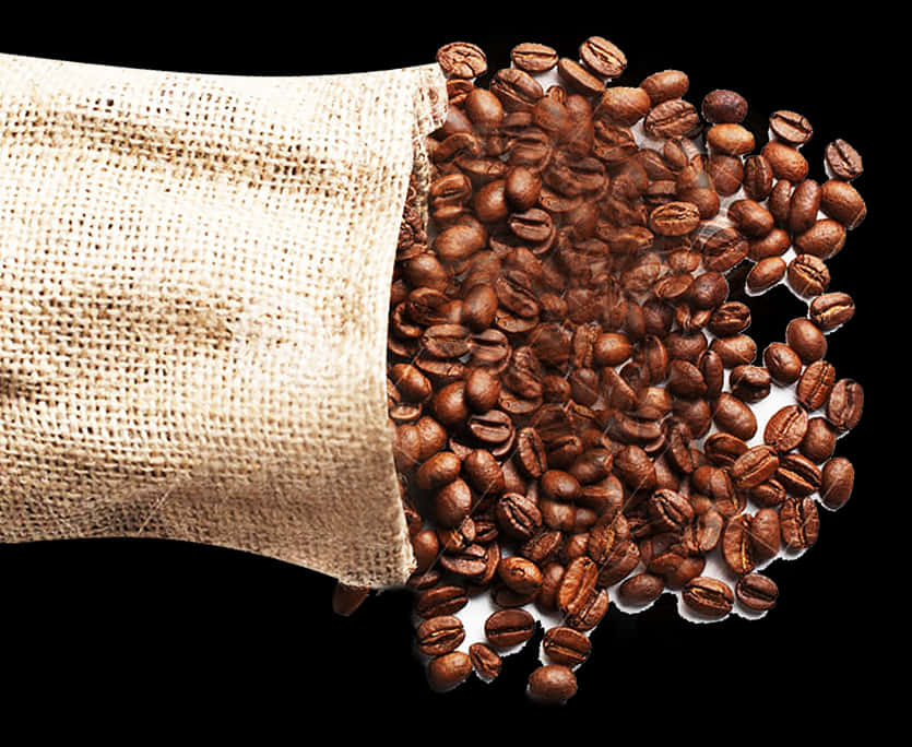 Coffee Beans Spilling From Burlap Bag