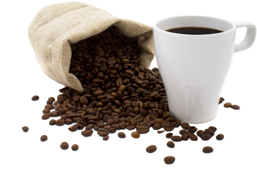 Coffee Beansand Cup PNG with transparent background
