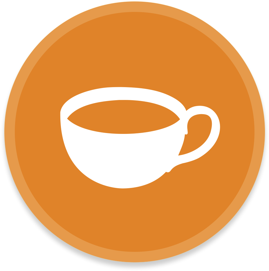 Coffee Cup Icon Orange Background PNG with transparent background