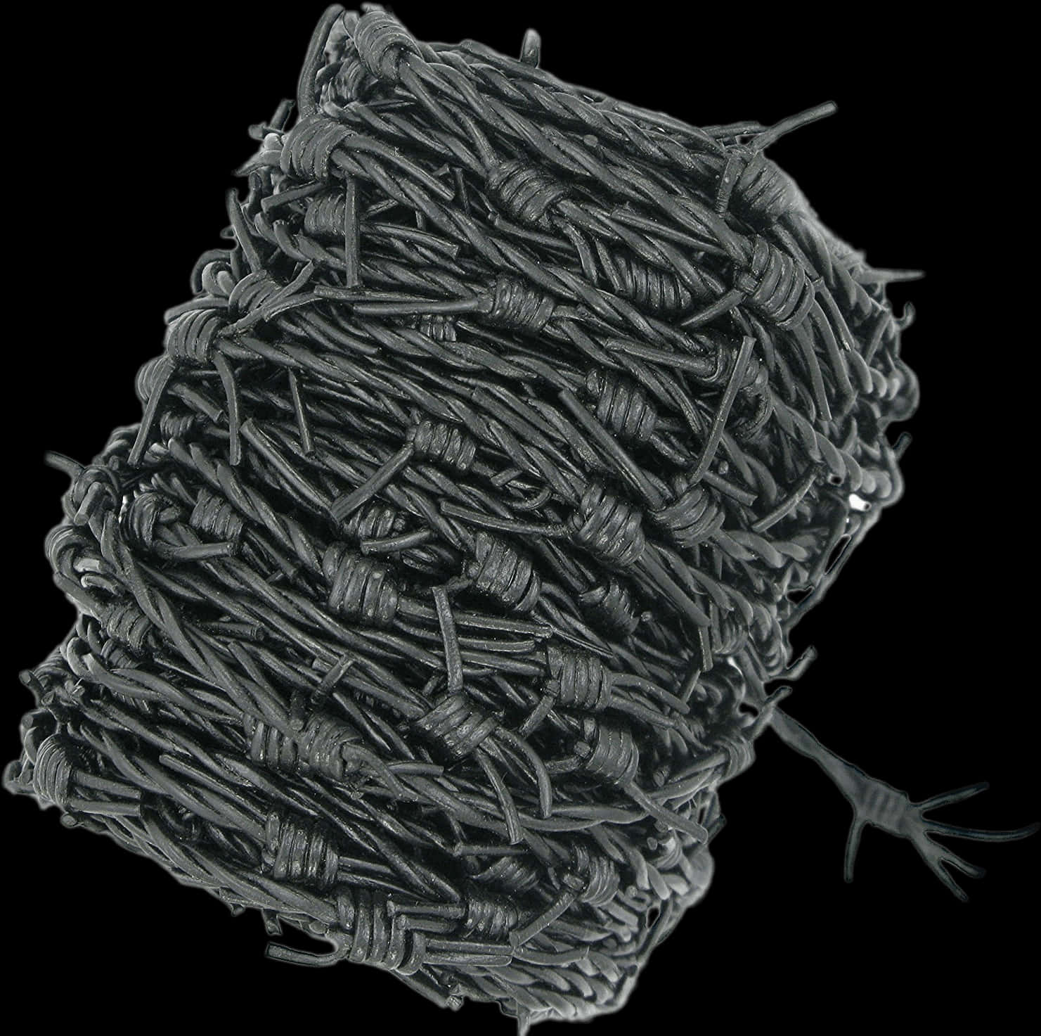 Coiled Barbed Wire Black Background PNG with transparent background