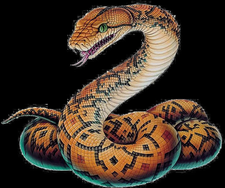 Coiled Snake Illustration PNG with transparent background
