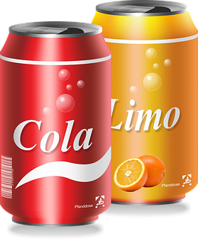 Colaand Limo Soda Cans PNG with transparent background
