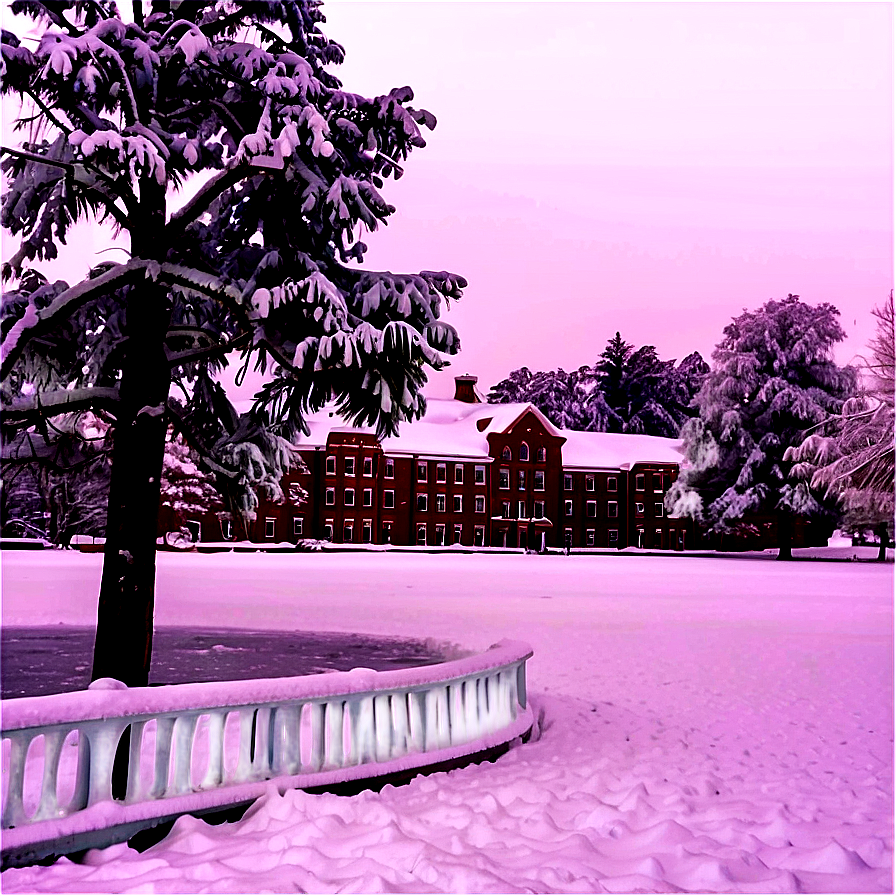 College Snowy Campus Png Caq43