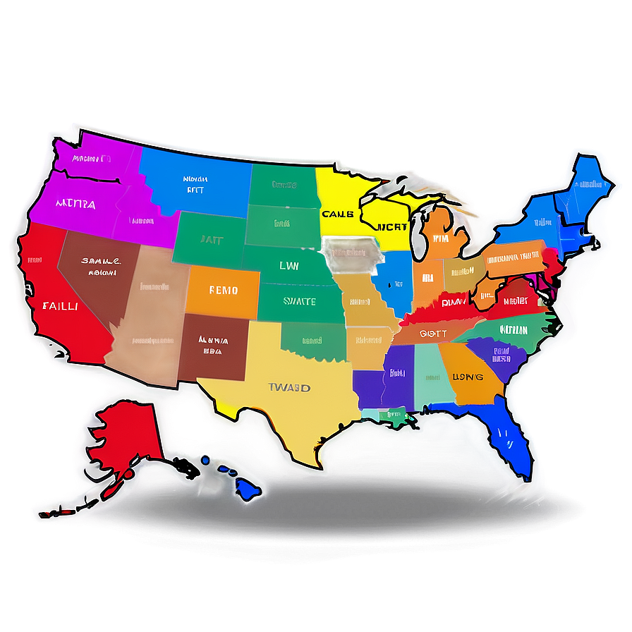 Color Coded Usa States Png Stg