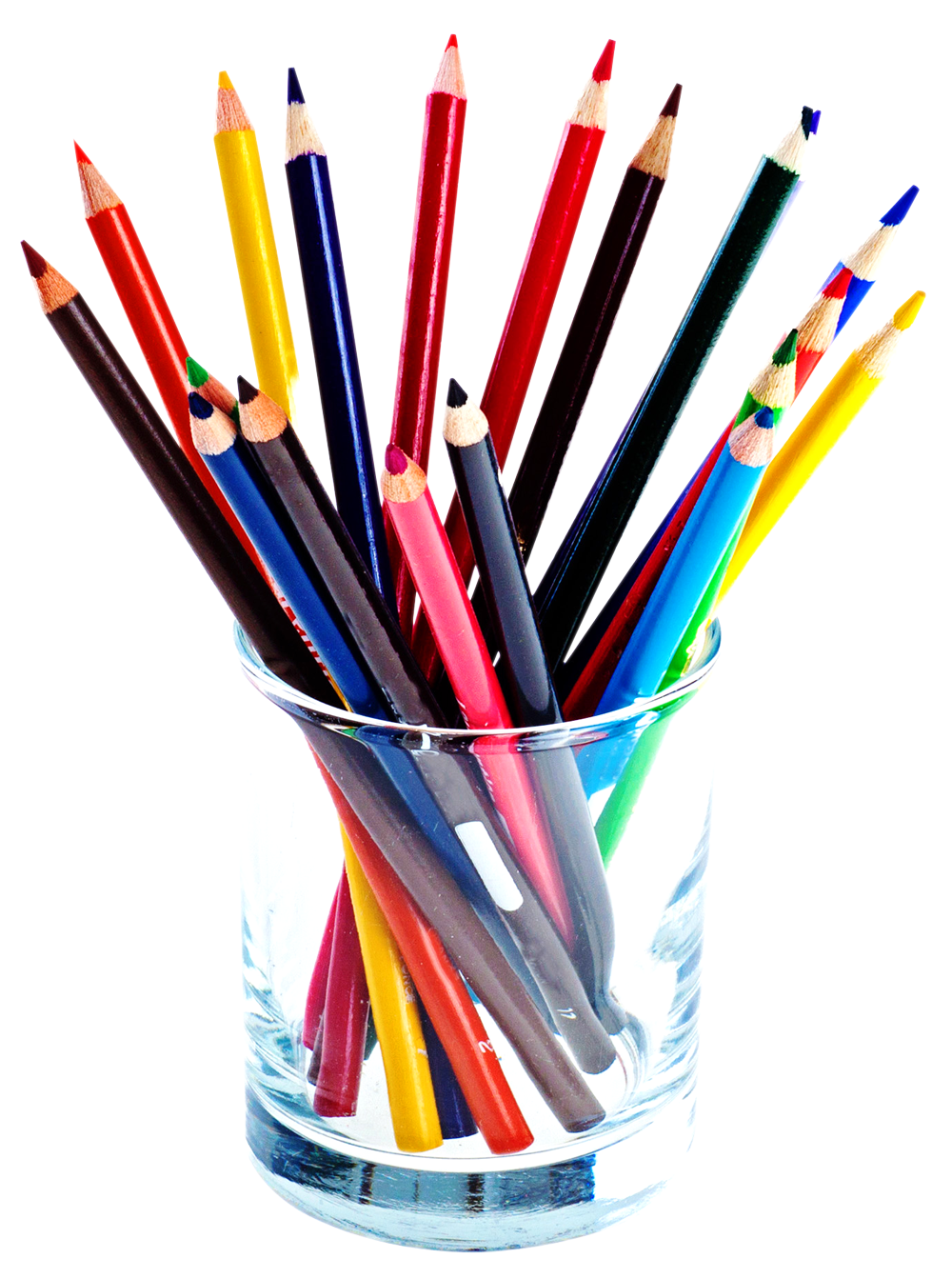 Colored Pencilsin Glass Container PNG with transparent background
