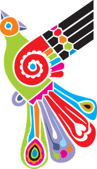 Colorful Abstract Bird Art PNG with transparent background