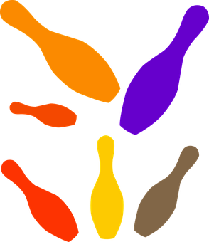 Colorful Abstract Bowling Pins PNG with transparent background