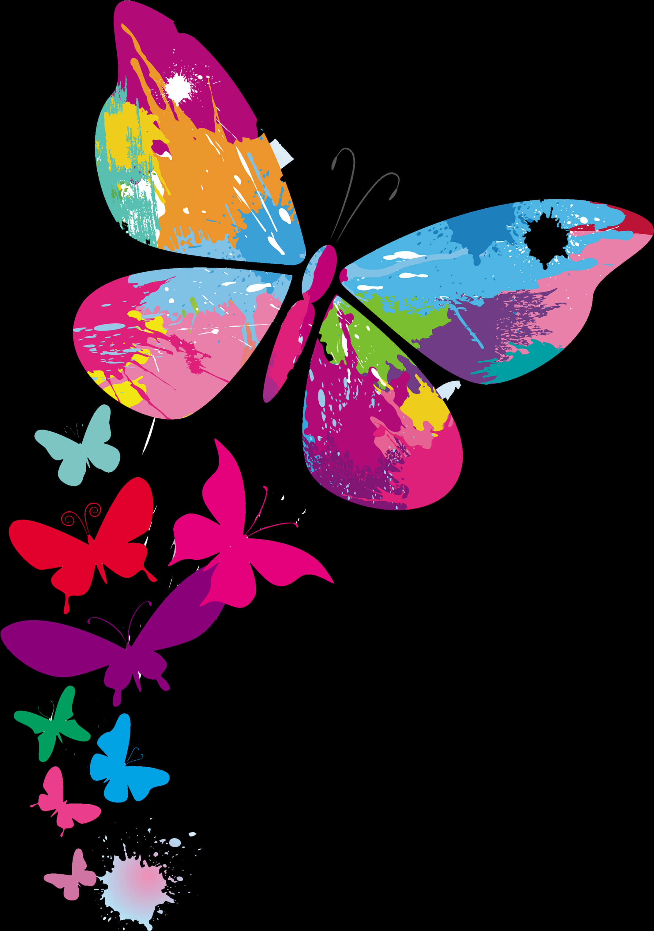 Colorful_ Abstract_ Butterflies_ Artwork PNG with transparent background