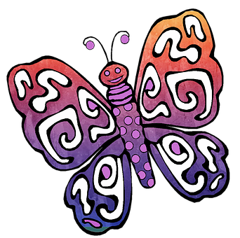 Colorful Abstract Butterfly Art PNG with transparent background