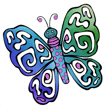 Colorful Abstract Butterfly Art PNG with transparent background