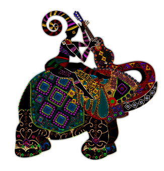 Colorful Abstract Elephantand Rider