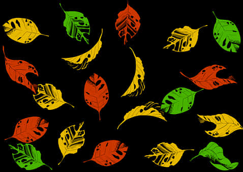 Colorful_ Abstract_ Fall_ Leaves_ Pattern PNG with transparent background
