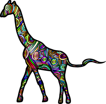 Colorful Abstract Giraffe Art PNG with transparent background