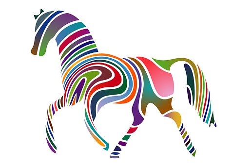 Colorful Abstract Horse Art PNG with transparent background