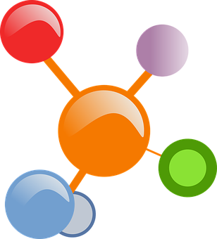 Colorful Abstract Molecule Graphic PNG with transparent background