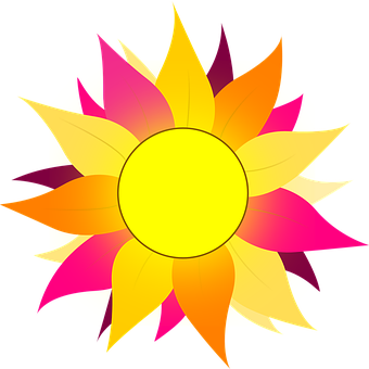Colorful Abstract Sun Graphic PNG with transparent background