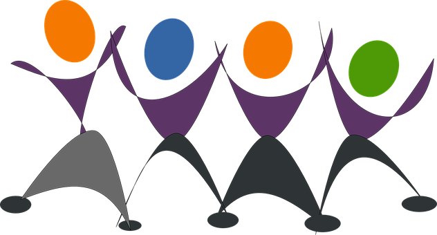 Colorful Abstract Team Celebration PNG with transparent background