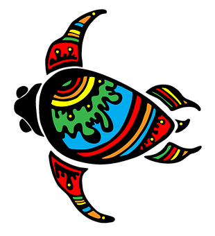Colorful Abstract Turtle Art PNG with transparent background