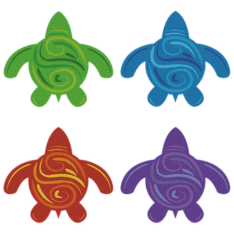 Colorful Abstract Turtle Illustrations PNG with transparent background