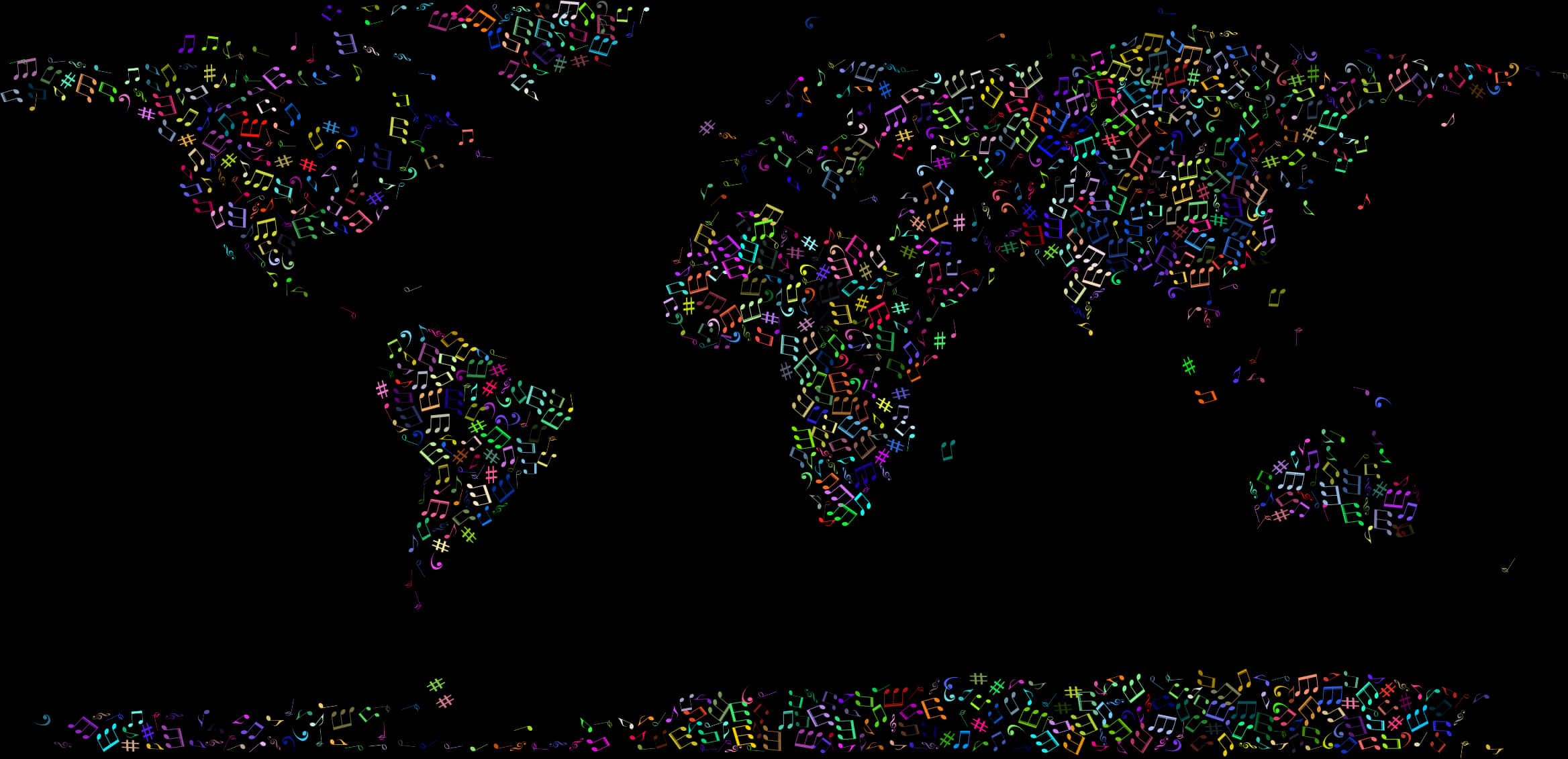 Colorful Abstract World Map PNG with transparent background