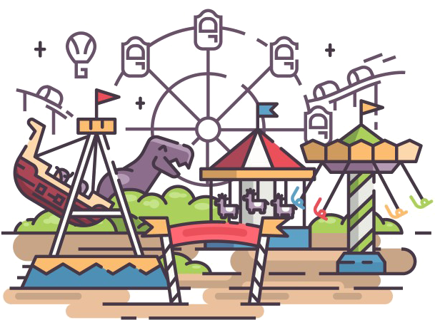 Colorful Amusement Park Illustration