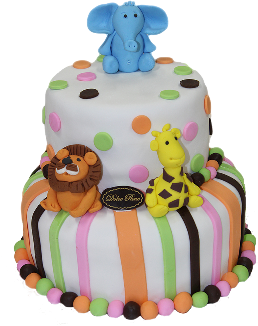 Colorful_ Animal_ Themed_ First_ Birthday_ Cake