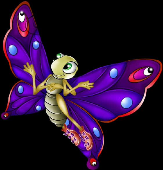 Transparent Purple Butterflies Clipart - Butterfly Cartoon Transparent Background, HD Png Download PNG with transparent background