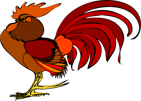 Colorful Animated Rooster PNG with transparent background