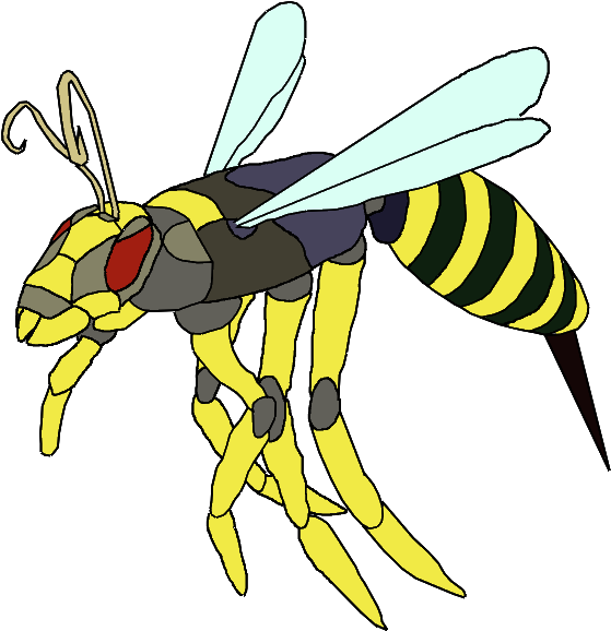 Colorful_ Animated_ Wasp PNG with transparent background