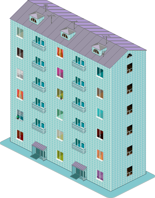 Colorful Apartment Building Illustration PNG with transparent background