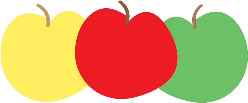 Colorful Apple Trio PNG with transparent background