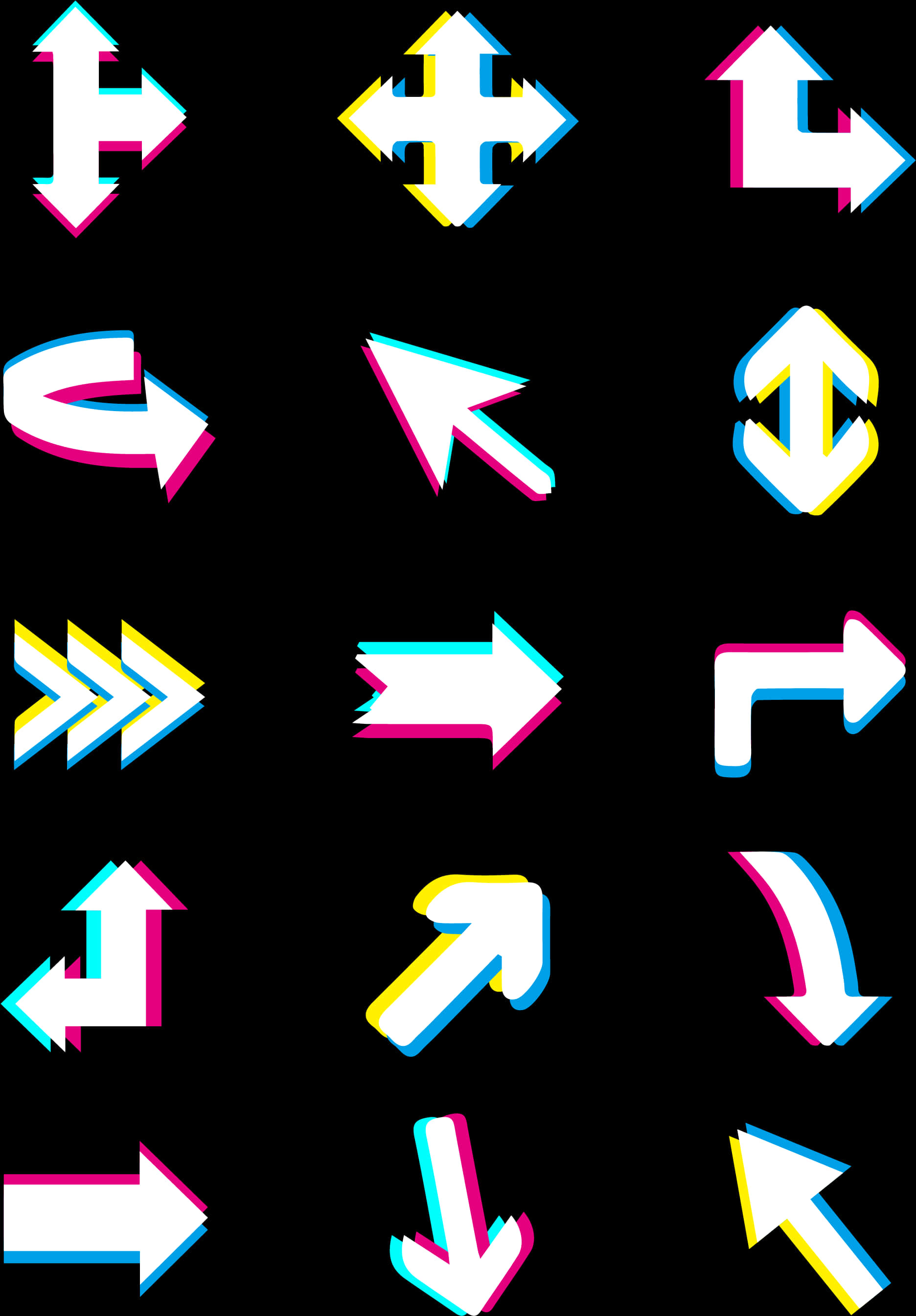 Colorful Arrows Patternon Black Background