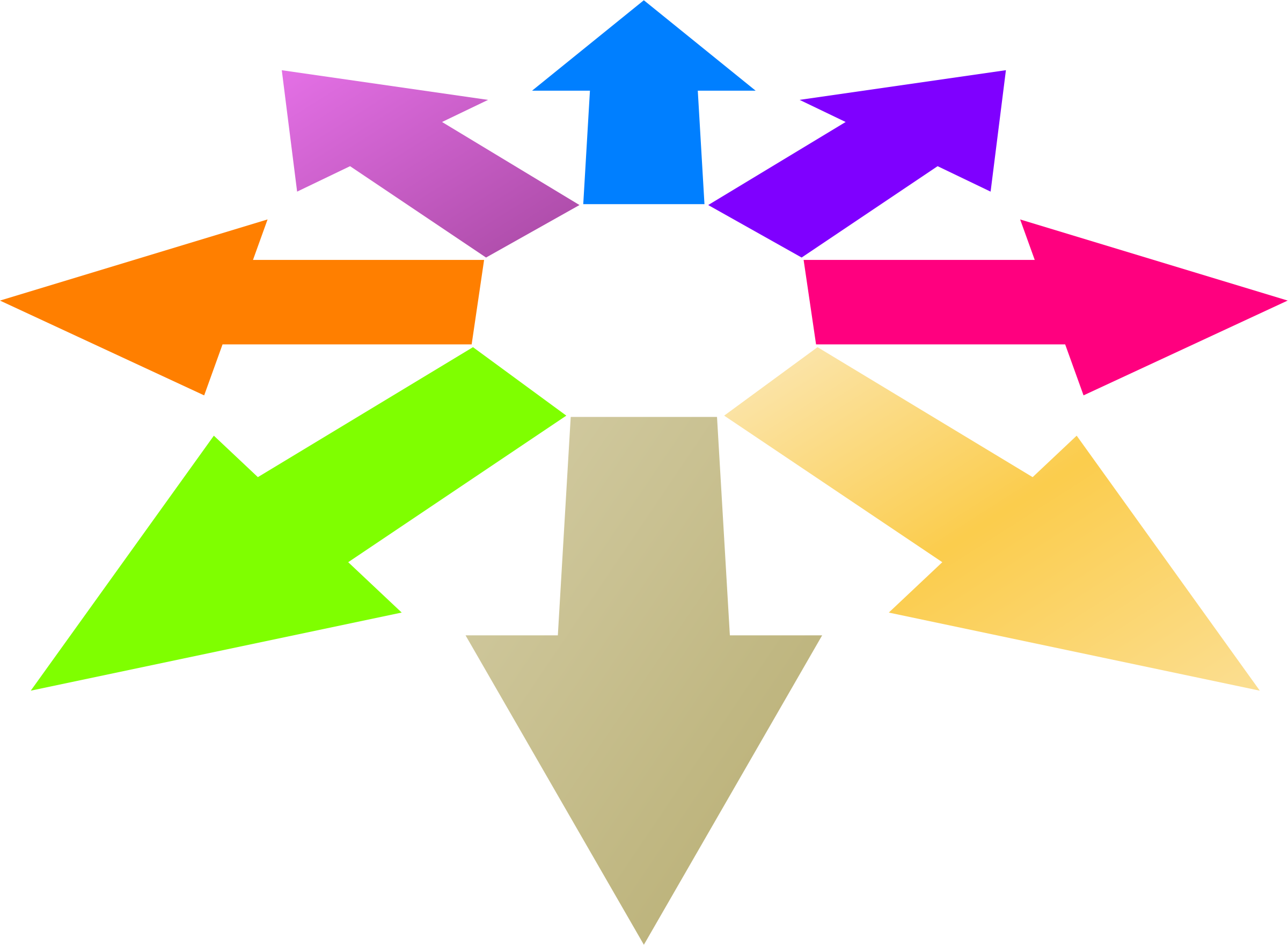 Colorful Arrows Pointing Outward PNG with transparent background